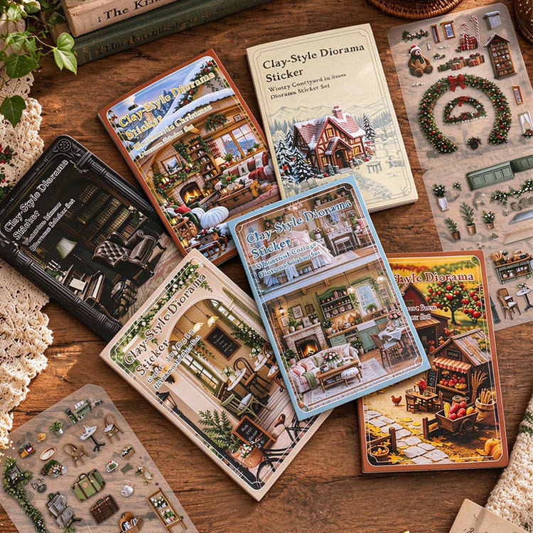 Clay-Style Diorama Stickers Collection