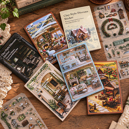 Clay-Style Diorama Stickers Collection