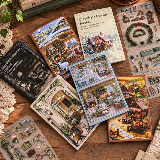 Clay-Style Diorama Stickers Collection