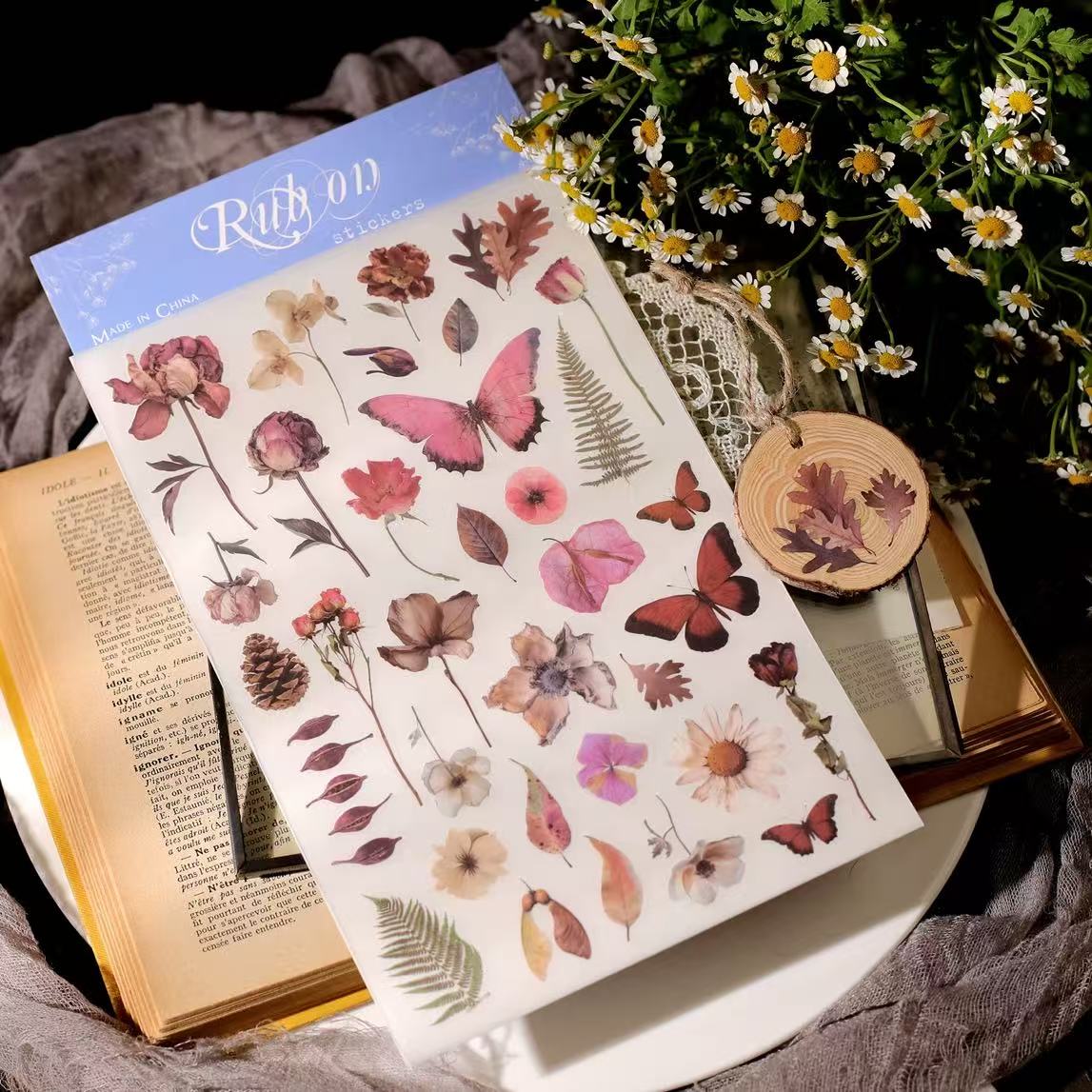 Botanical Butterflies Rub-on Sticker