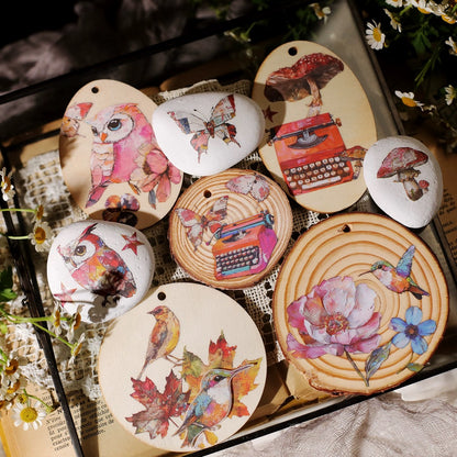 Oil Painting Owl Rub-on Stickers