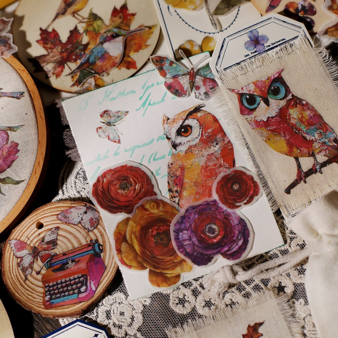 Oil Painting Owl Rub-on Stickers