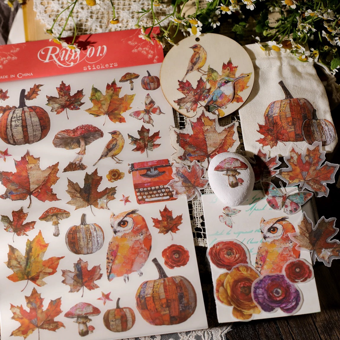 Oil Painting Owl Rub-on Stickers