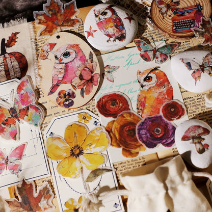 Oil Painting Owl Rub-on Stickers