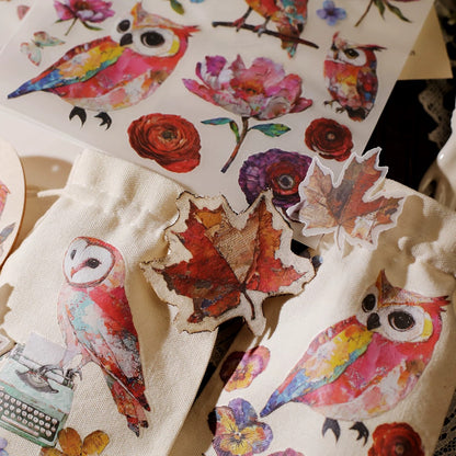 Oil Painting Owl Rub-on Stickers