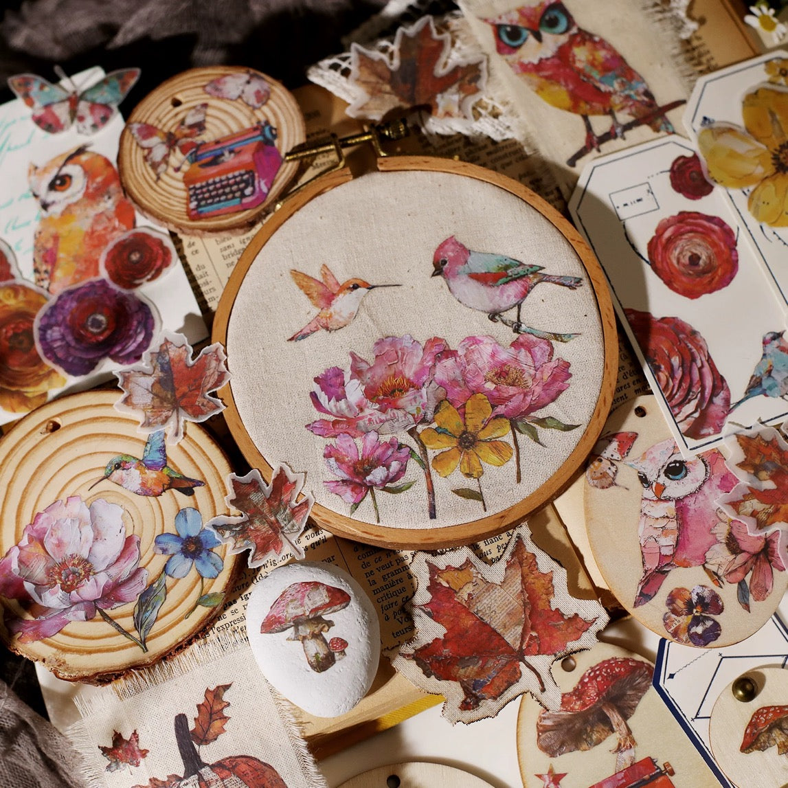 Oil Painting Owl Rub-on Stickers