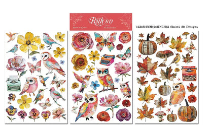 Oil Painting Owl Rub-on Stickers