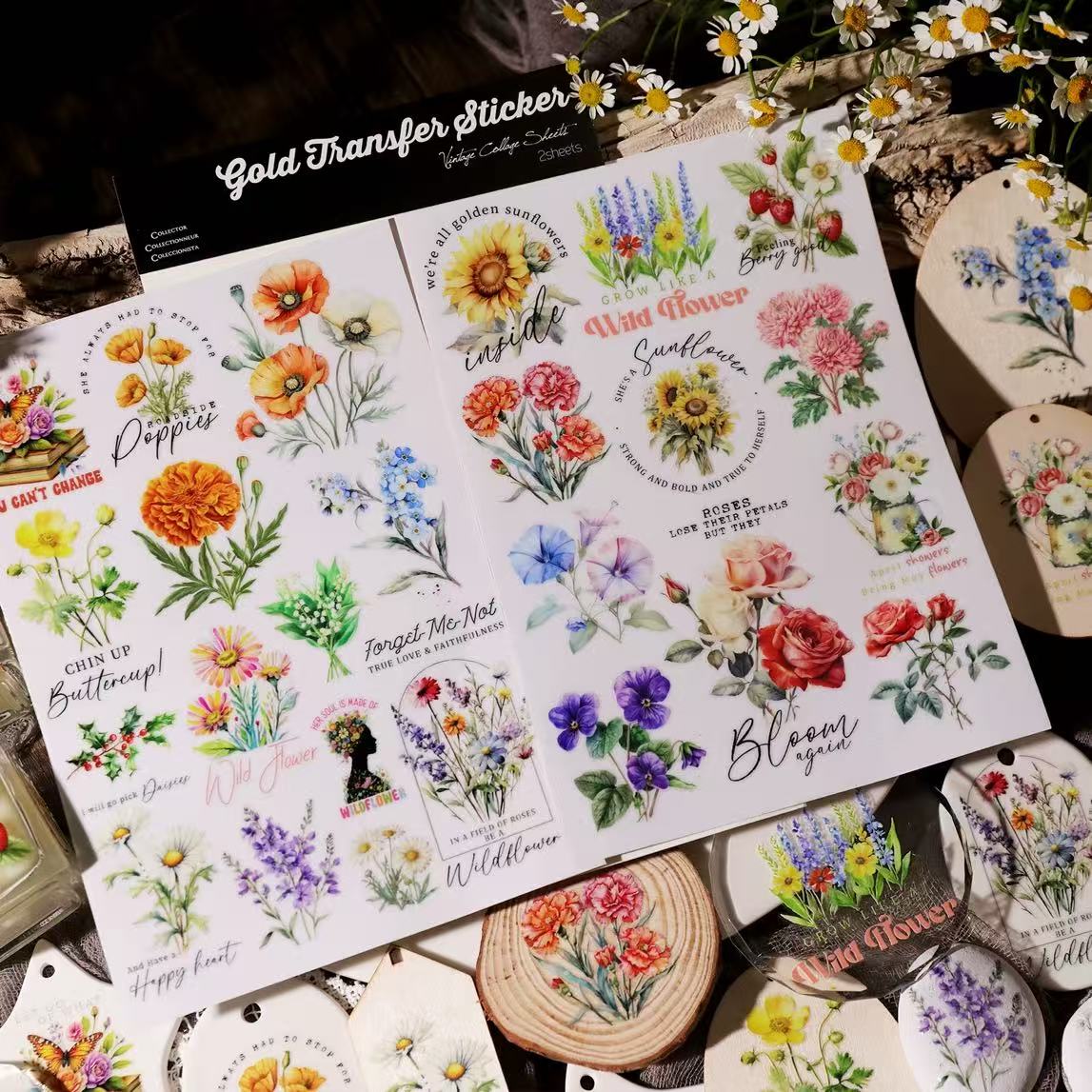 Wildflower Rub-On Stickers