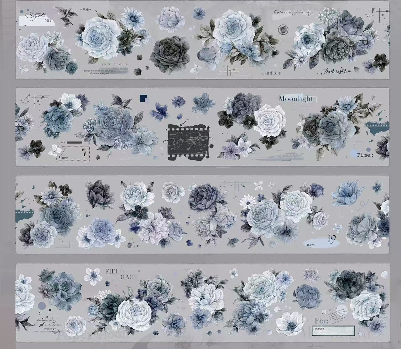 6cm*120cm Misty Blues Floral Tape