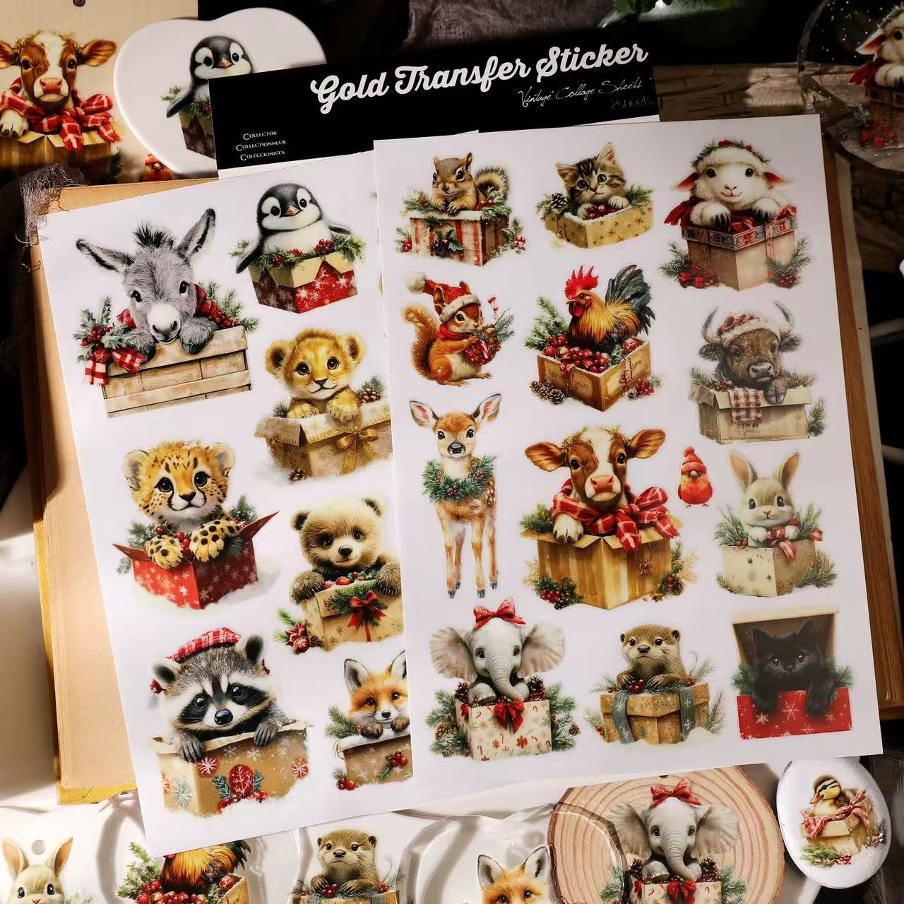 Christmas Pet Gift Box Rub-on Stickers