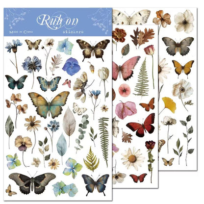 Botanical Butterflies Rub-on Sticker