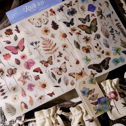 Botanical Butterflies Rub-on Sticker
