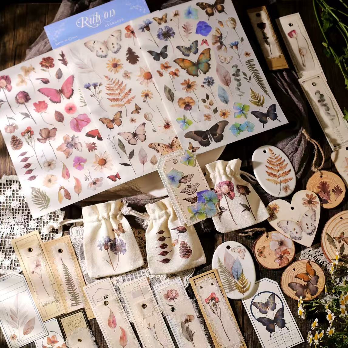 Botanical Butterflies Rub-on Sticker
