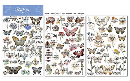 Botanical Butterflies Rub-on Sticker