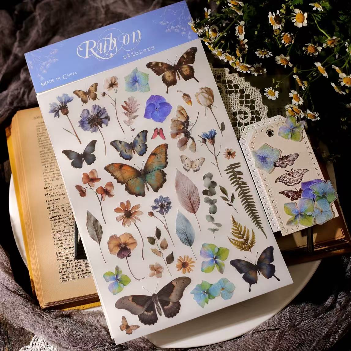 Botanical Butterflies Rub-on Sticker