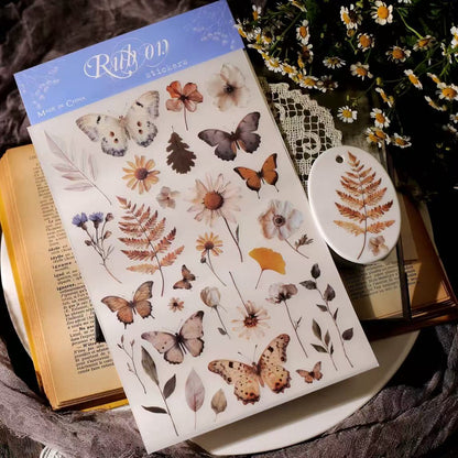 Botanical Butterflies Rub-on Sticker