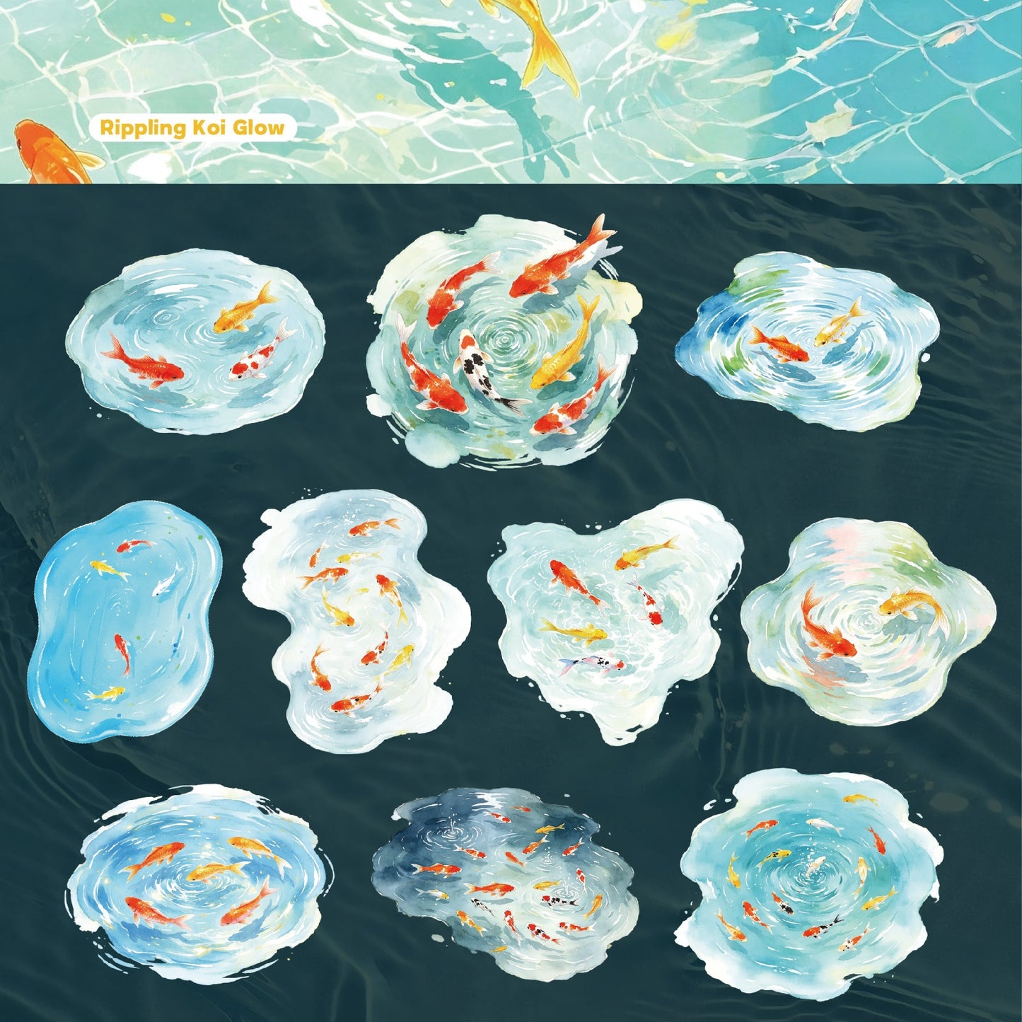 Clear Pond Koi Stickers