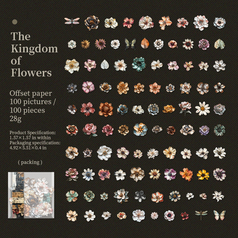 Kingdom of Flowers Hard Card Stickers 100pcs