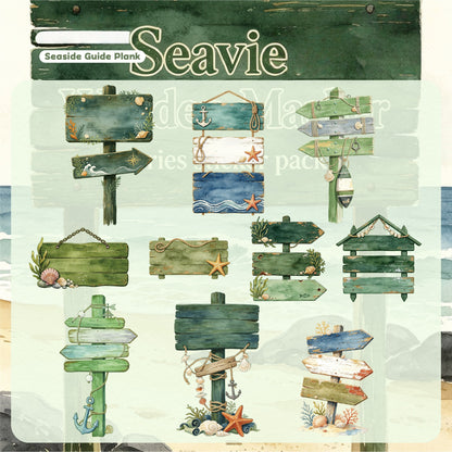 Seaside Wooden Sign Stickers