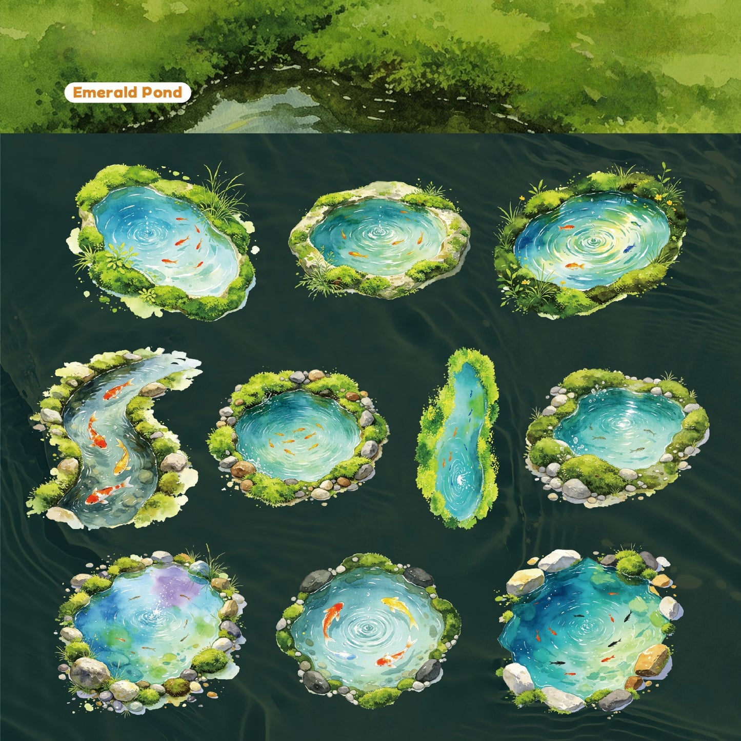 Clear Pond Koi Stickers