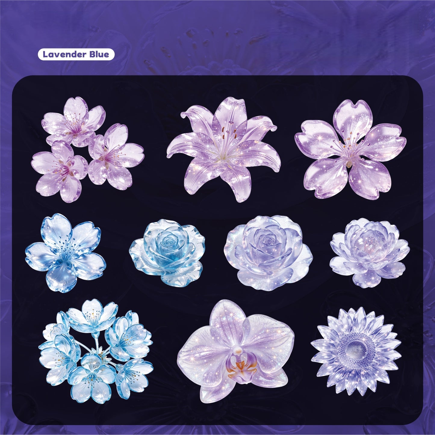 Glassy Flower Letters Stickers