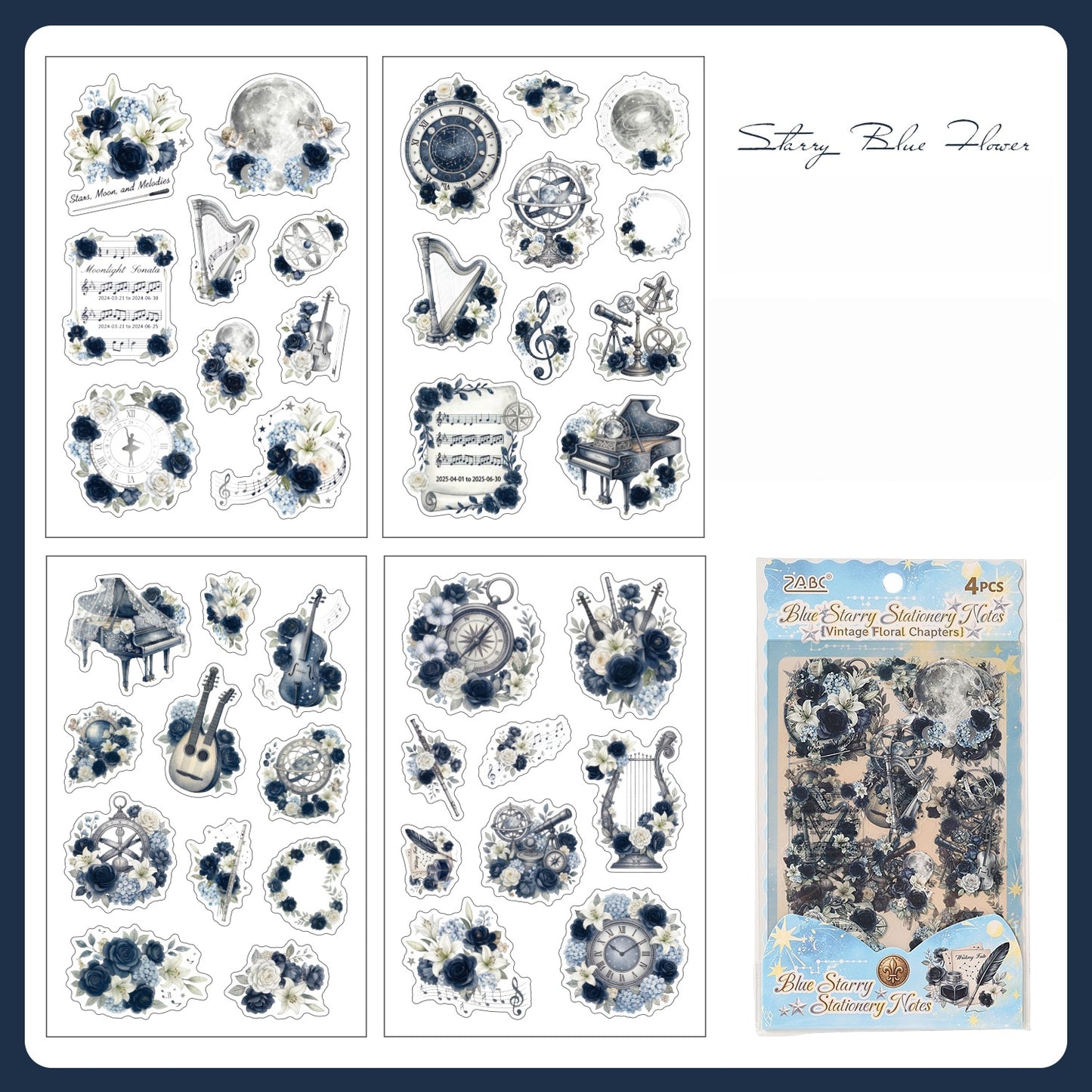 Flowers and Old Pages Stickers