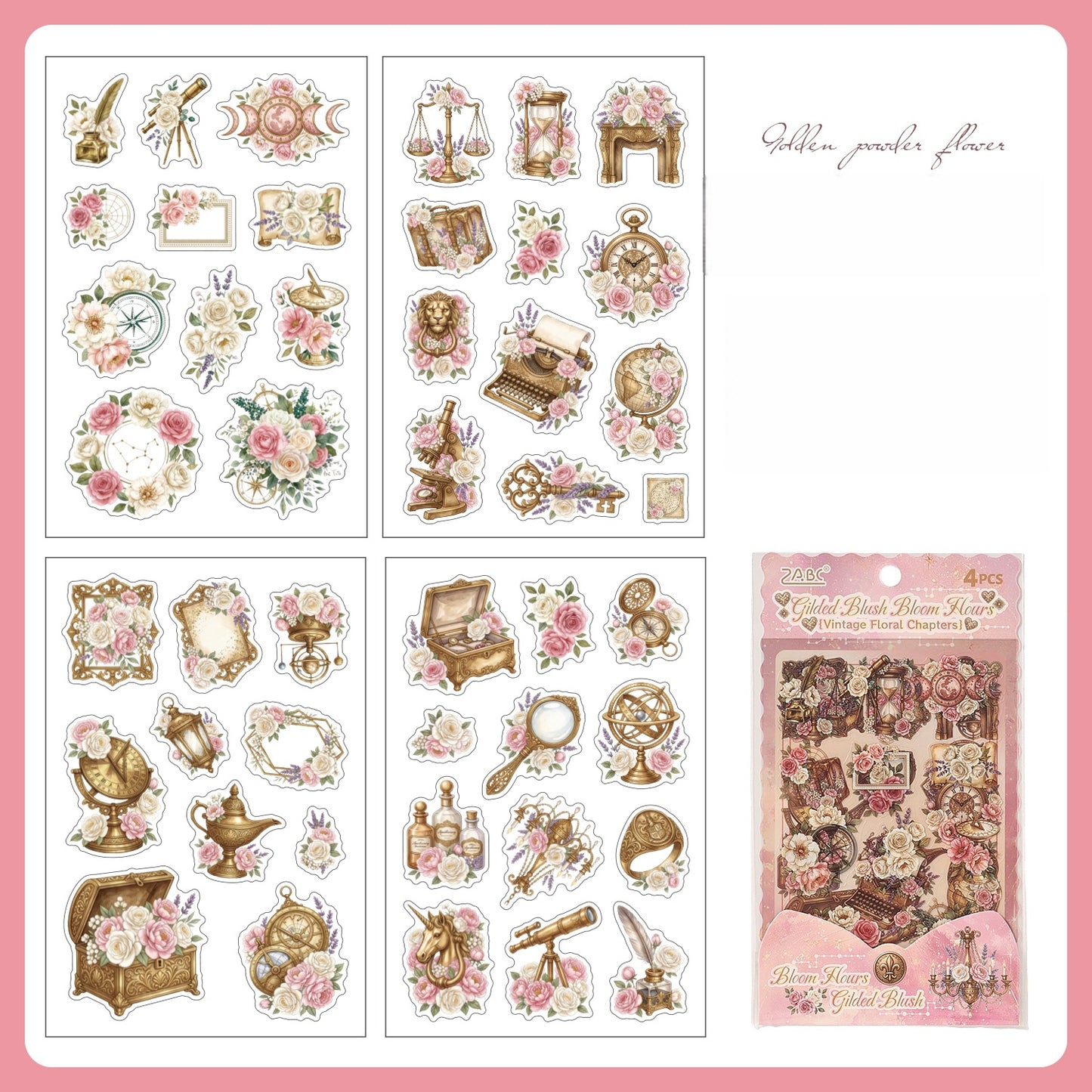 Flowers and Old Pages Stickers