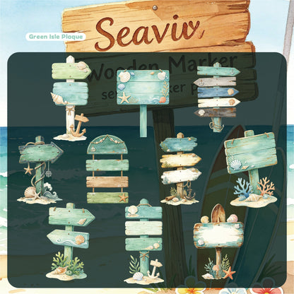 Seaside Wooden Sign Stickers
