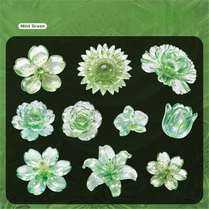 Glassy Flower Letters Stickers