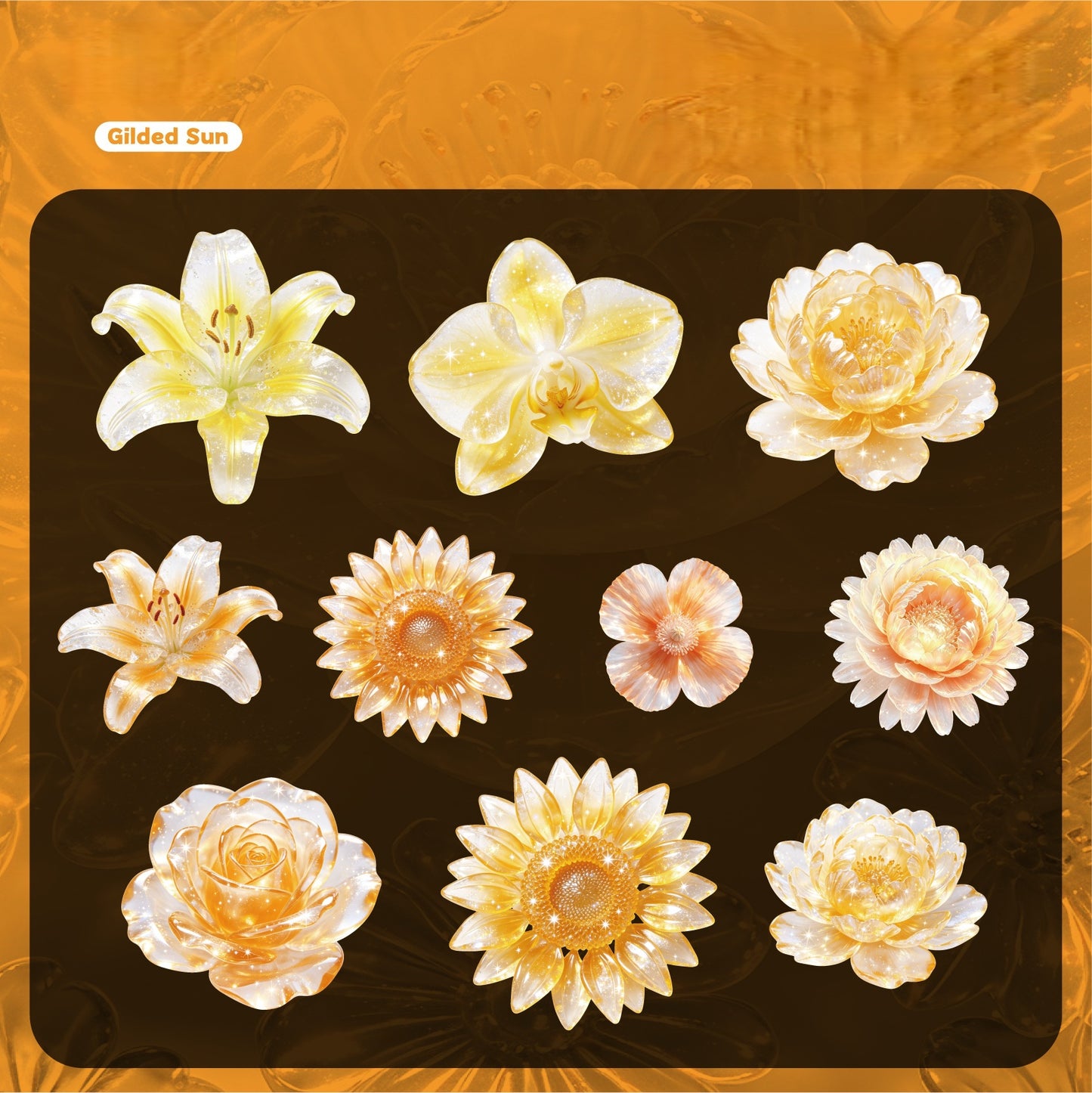 Glassy Flower Letters Stickers