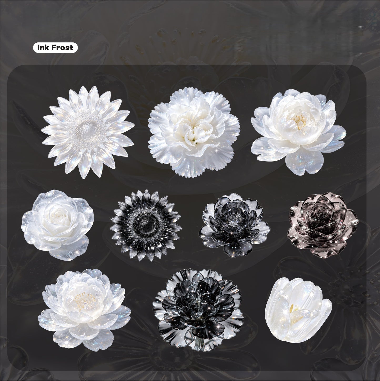 Glassy Flower Letters Stickers