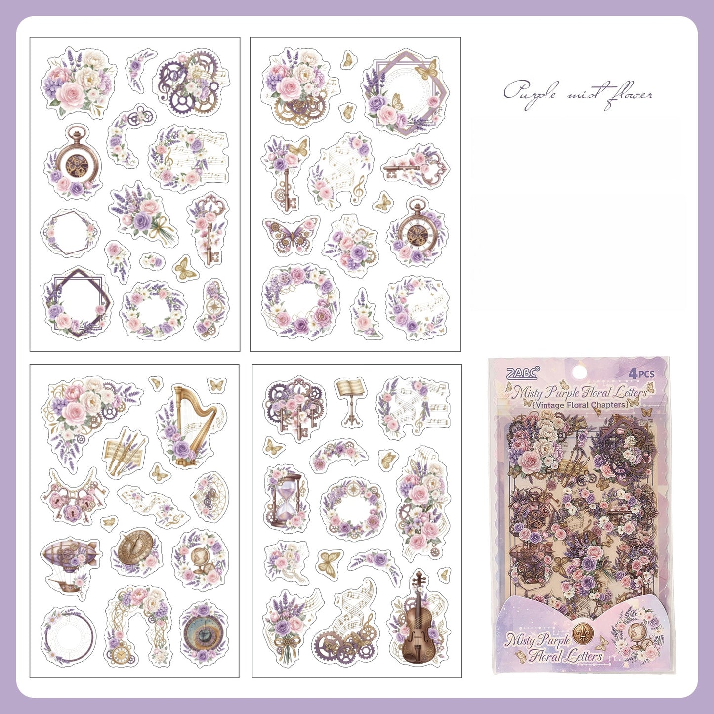 Flowers and Old Pages Stickers