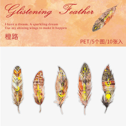 Glittering Feather Stickers