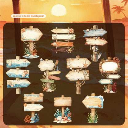 Seaside Wooden Sign Stickers