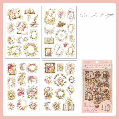 Flowers and Old Pages Stickers