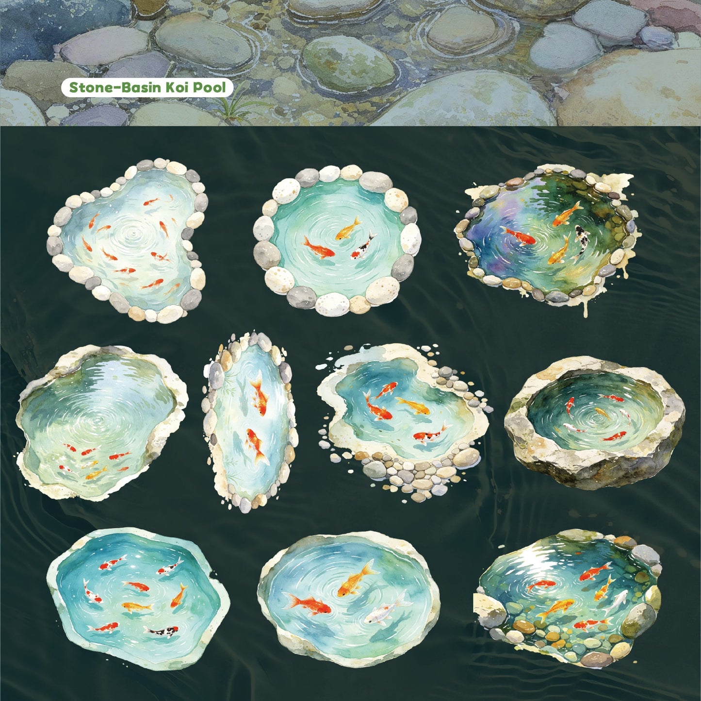 Clear Pond Koi Stickers